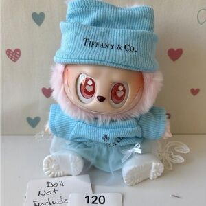 120, Tiffany & Co. Teal Color 4 Pieces Outfit for Labubu Doll(Doll Not included)